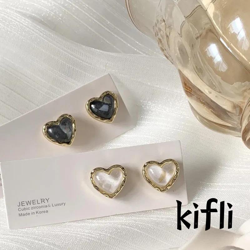 Anting Stud,Bentuk Hati,Warna Emas,Untuk Wanita