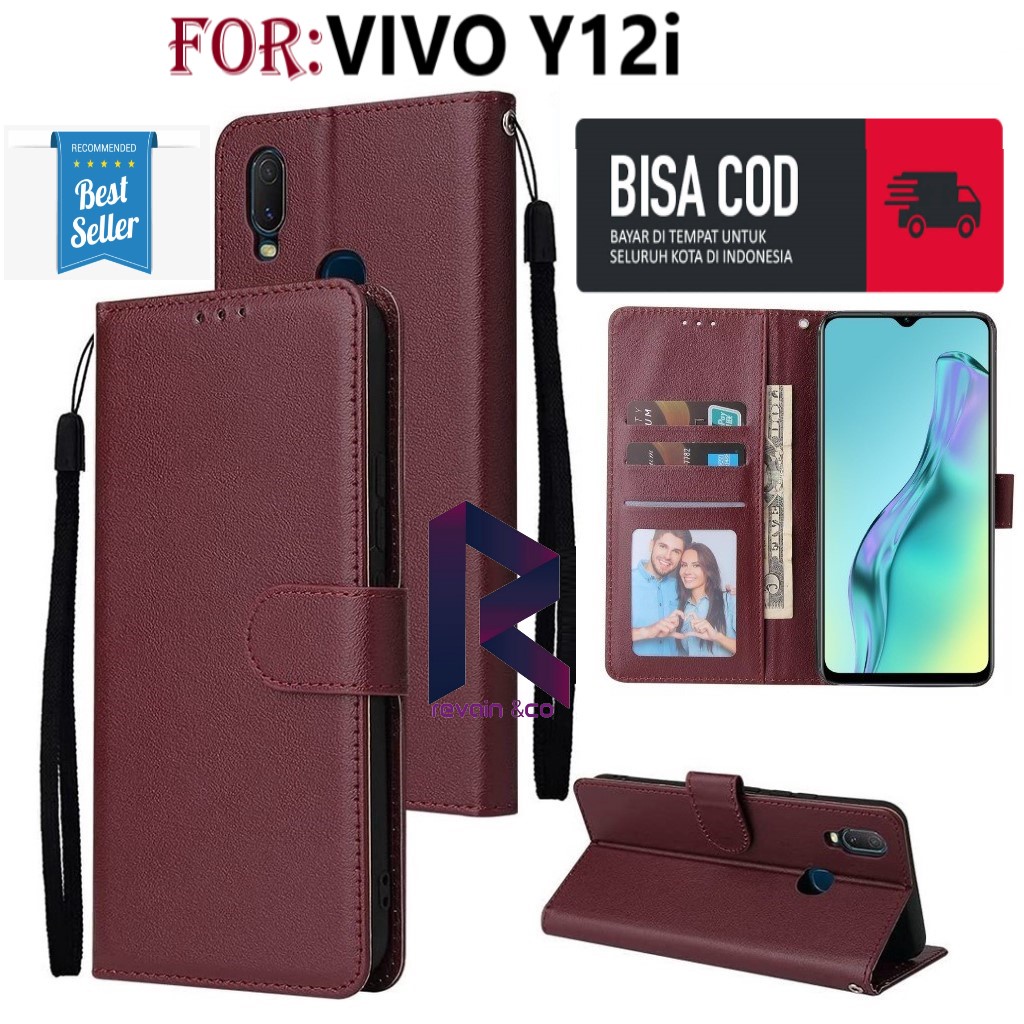 FLIP COVER VIVO Y12i CASING DOMPET FLIP WALLET LEATHER KULIT PREMIUM SARUNG BUKA TUTUP FLIP CASE VIVO Y12i