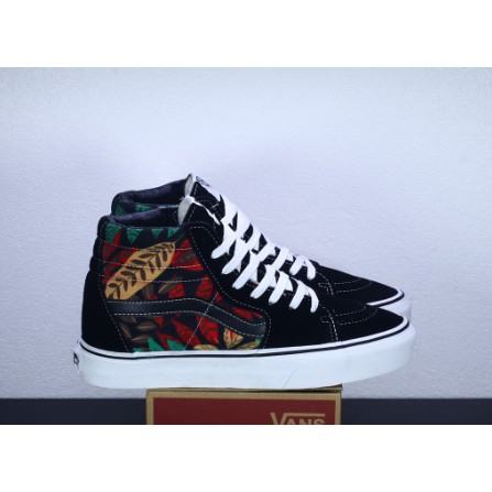 Sepatu Vans Sk8 Hi Motif Aloha Palm Inca Floral Black White Hitam Putih