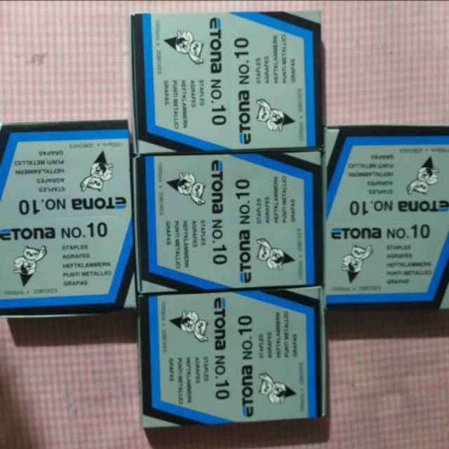 

Isi staples etona no. 10 (1 kotak isi 20 kotak kecil)