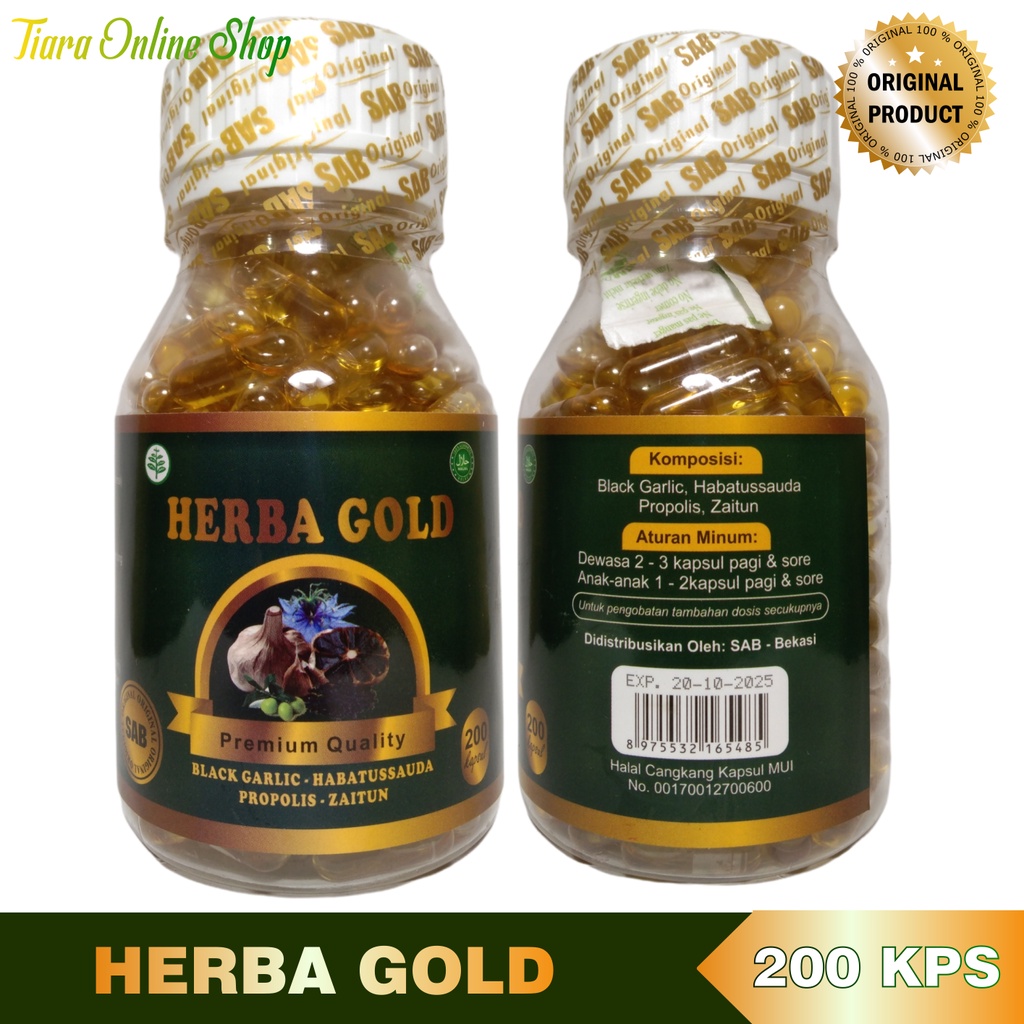 Kapsul Herba Gold | Black Garlic Oil + Habbat's +Zaitun+ Propolis 200 kapsul