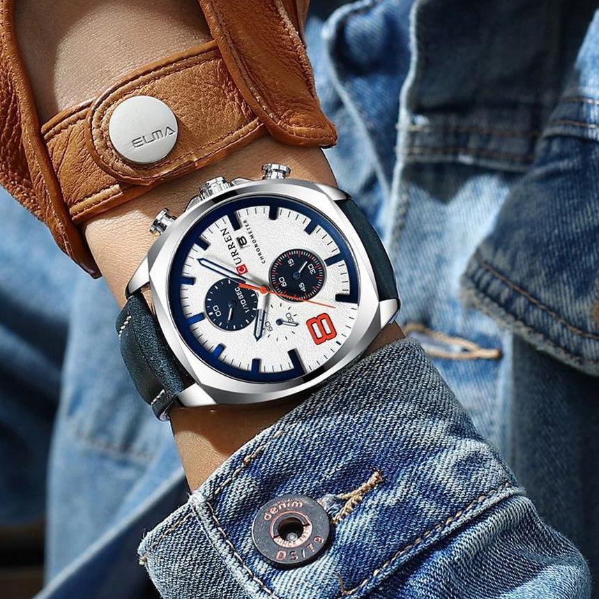 ✅HAPPY SHOPPING❤ CURREN 8324 Jam Tangan Pria Analog Tali Kulit Chronograph Aktif WATCHKITE WKOS prod