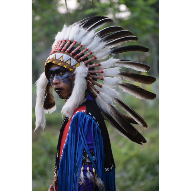 TOPI INDIAN - INDIAN HEADDRESS SMALL KALKUN MONTE BLUR-AS STOCKED