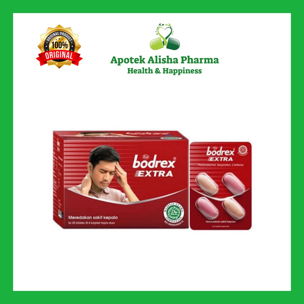 Bodrex Extra Tablet (Strip 4tablet) - Bodrek Extra Tablet Obat Sakit Kepala Pusing / Bodreks Extra Tablet