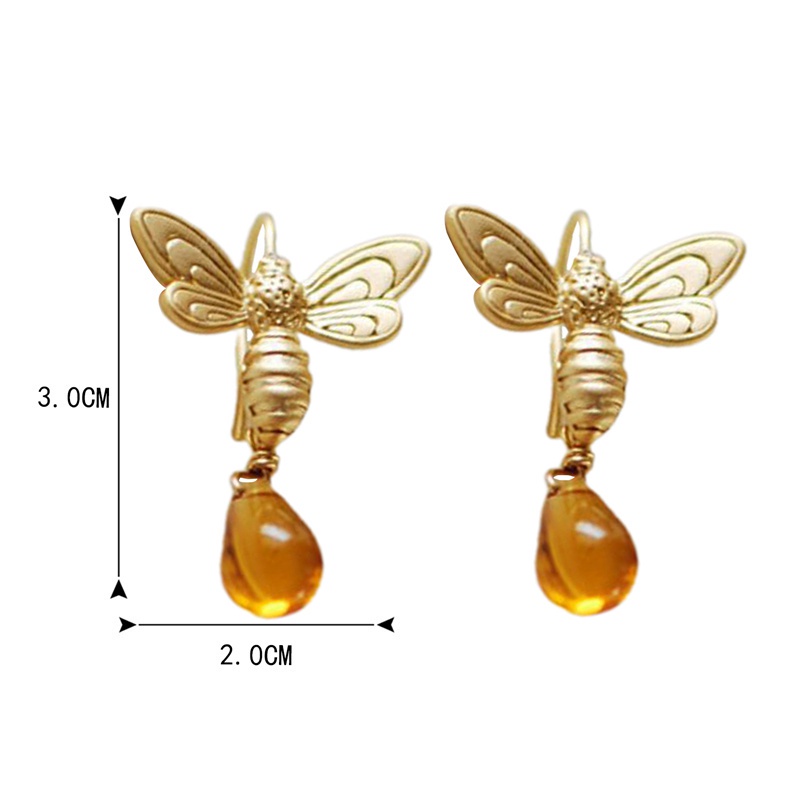 Fancyqube Anting Giwang Trendy Model Lebah Kecil Warna Emas Gaya Korea Untuk Wanita