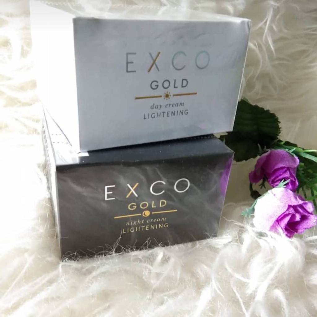 EXCO GOLD LIGHTNING NIGHT CREAM &amp; DAY CREAM PENCERAH KULIT WAJAH PUTIH ALAMI NUTRISI KULIT WAJAH