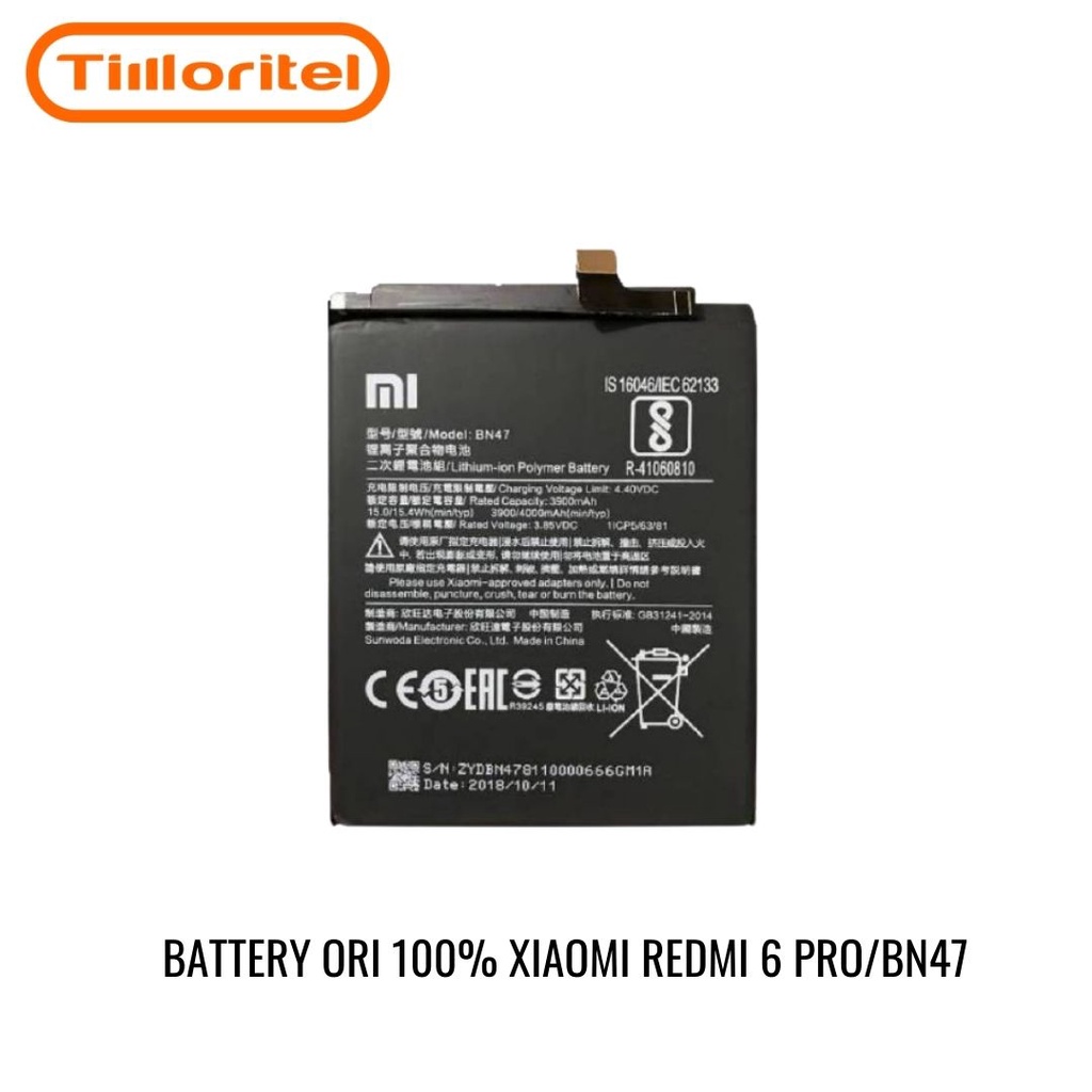 BATTERY BATERAI BATRE ORIGINAL XIAOMI REDMI 6 PRO / MI A2 LITE / BN47