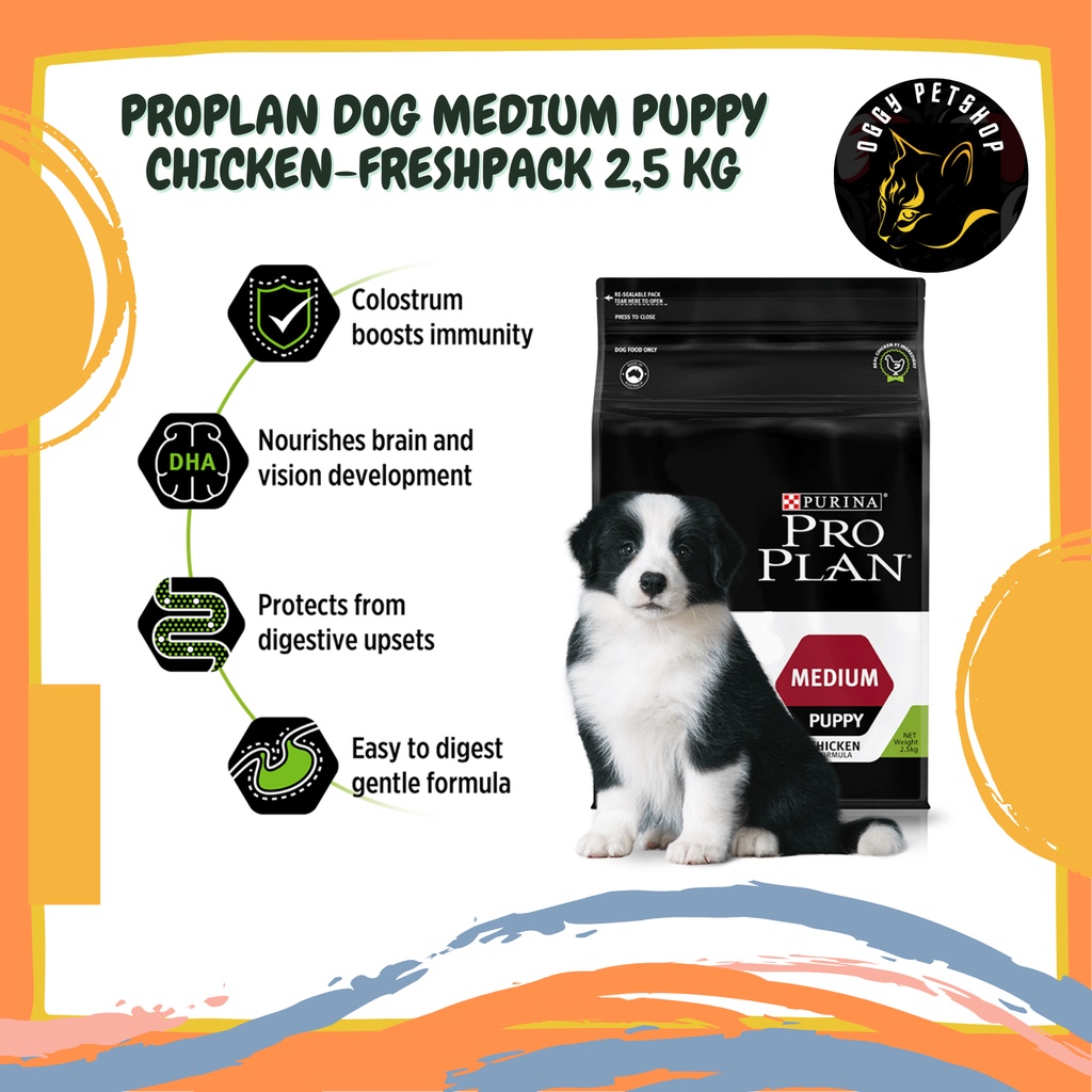 PROPLAN DOG MEDIUM PUPPY - HEALTHY GROWTH &amp; DEV PROPLAN Makanan Anjing Frespack 2.5Kg