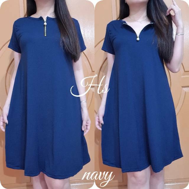 DRESS ZIPPER POLOS /BAHAN SPANDEK SOFT/DRESS OVERSIZE/DRESS BUSUI/BUMIL