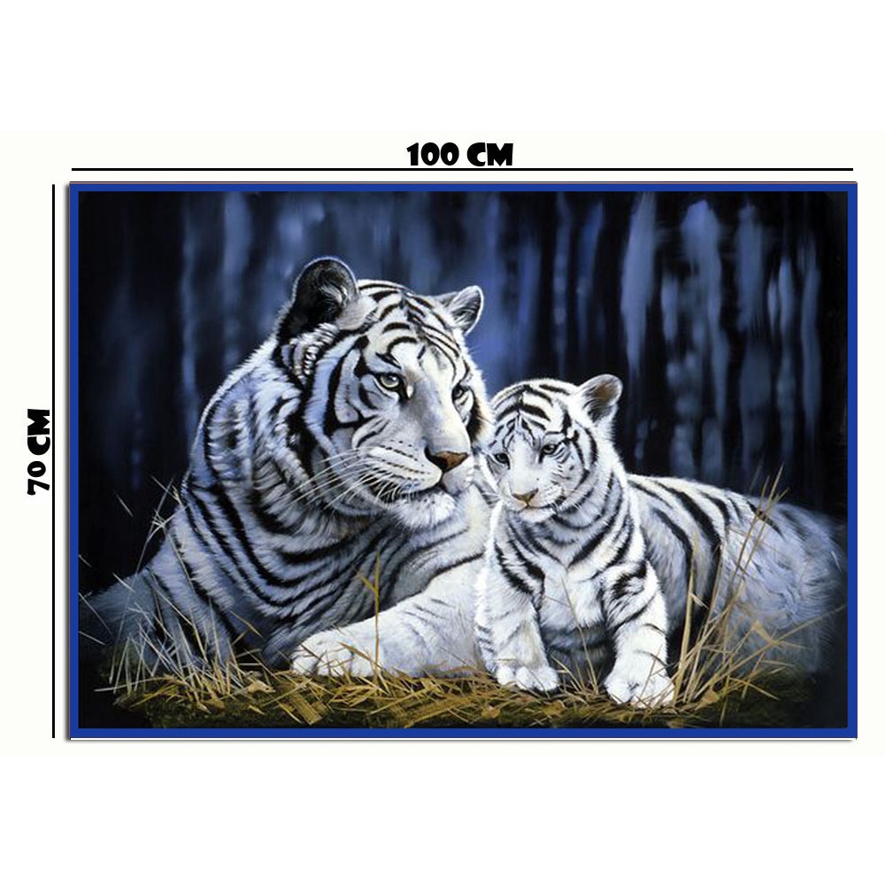 Poster jumbo harimau putih 3d uk 70 x 100 cm bahan albatros
