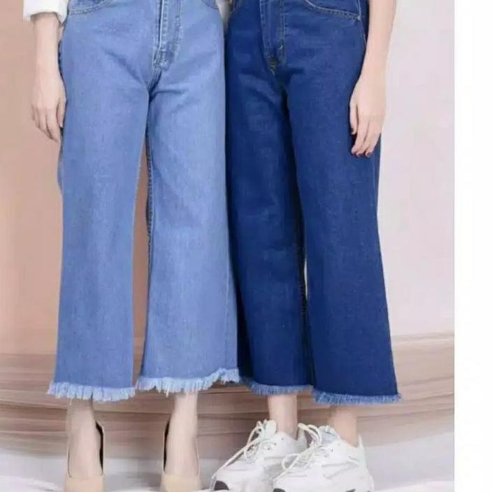 Jeans Kulot Wanita Bawah Rawis Pull & Bear