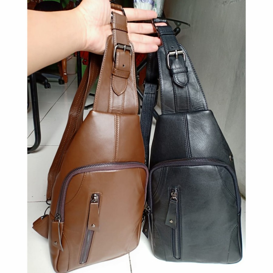 Waistbag Pria Kulit Asli Tas Kulit Selempang Pria Asli Garut