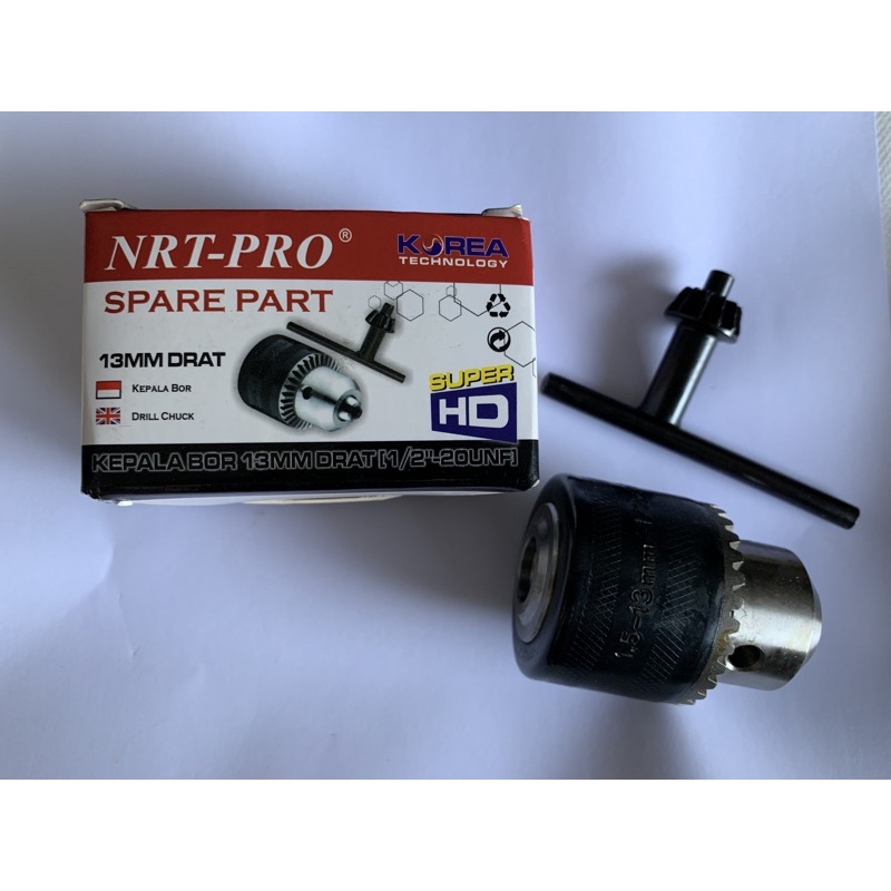 Kepala Bor 13 mm drat 1/2” - 20 UNF + Kunci / Drill Chuck NRT Pro