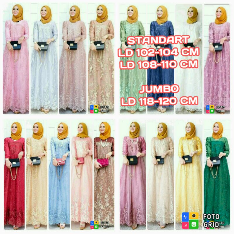 Gamis Pesta Standar ld 102-104cm Jumbo Ld 120cm Gamis pesta Super Jumbo Gamis modern