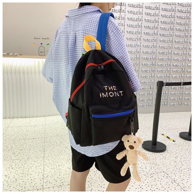 Tas ransel Kanvas wanita Korean Cotton canvas Macara backpack Import Hitam tas sekolah kuliah remaja