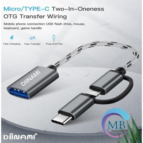 BM073 Kabel cable usb otg diinami 2in1 Micro dan tipe c usb 3.0 1913 MB1914