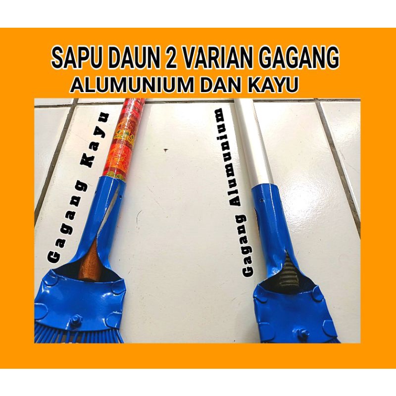 SAPU DAUN, SAPU TAMAN, LAWN RAKE Material BESI, 2 Varian Gagang Alumunium dan Gagang Kayu