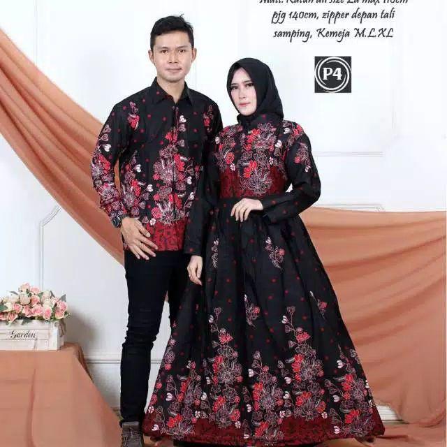 Batik Couple Keluarga Sania Ruffle Ori Ndoro Jowi Dnt Motif Sakura Merah Termurah