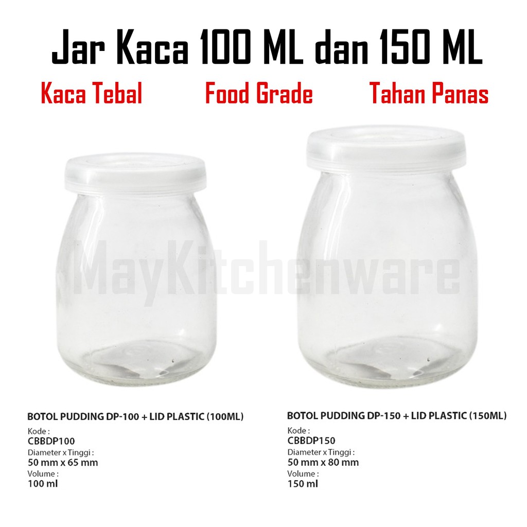 Toples Kaca Kedap Udara Botol Jar Beling Pudding Puding Panacota Yoghurt Kue Selai Bumbu Dapur Susu