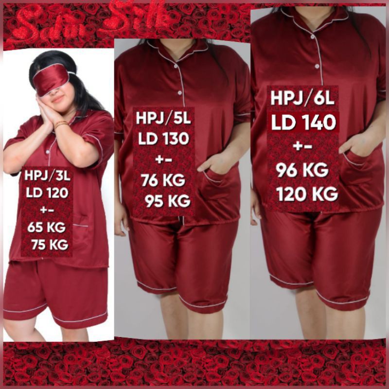 Baju tidur satin couple celana pendek setelan piyama pasangan pria dan wanita dewasa ld 120 130 140