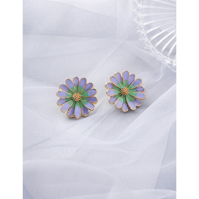 LRC Anting Tusuk Fashion S925 Silver Needle Sun Flower Earrings F69719