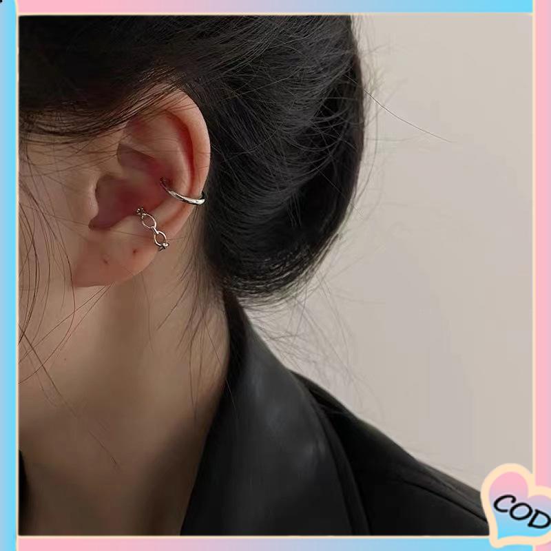 COD❤️ Anting Kombinasi Set Klip Telinga Tanpa Lubang Telinga Wanita Niche High-end Bahasa Perancis Retro Telinga Tulang Klip-A.one