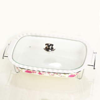 Kaserol Keramik Persegi Panjang Warmer Stainless Kaserol Keramik Persegi Panjang Warmer Stainless