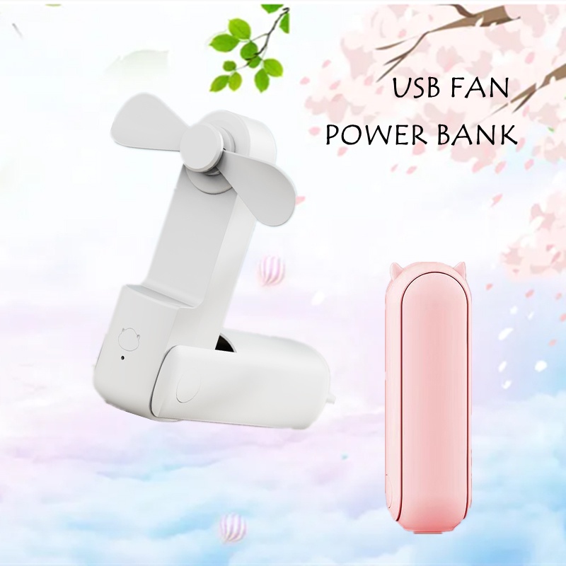 USB Kipas angin mini isi ulang/portabel/Neck Kipas Angin Leher portable Kipas USB + Power bank + Flash light 3in1 Portable Fan Handheld Fan