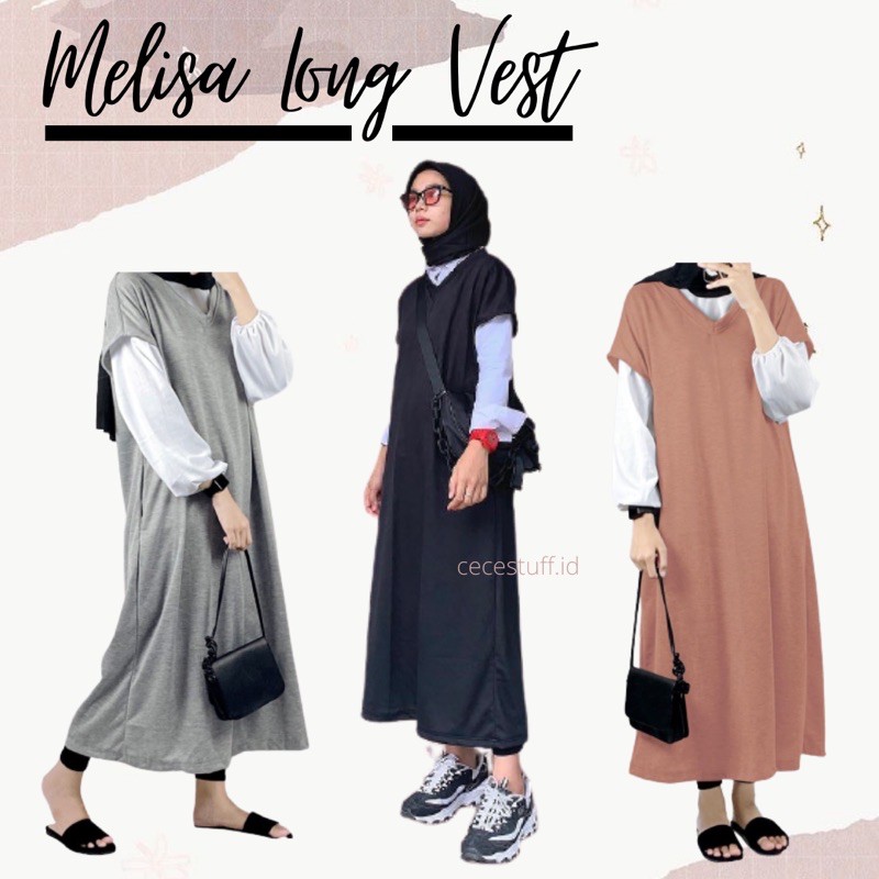 LONG VEST / MELISA LONG VEST / VEST DRESS / VEST PANJANG / DRESS VEST / LONG VEST MURAH