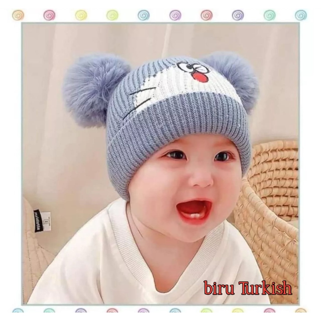 Pom-pom Beanie Hat (1-5 Tahun) | Katun Rajut