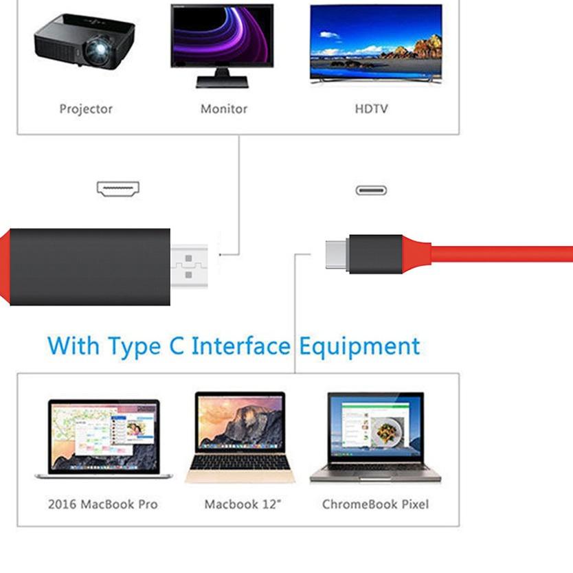 ۞ KABEL CONVERTER TYPE C TO HDMI ADAPTOR HDMI KE TIPE C HDTV HP KE TV 2M ➸