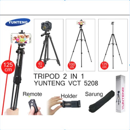 Tripod YUNTENG VCT5208 Tripod Bluetooth HP 2 in 1 Tripod Camera DSLR