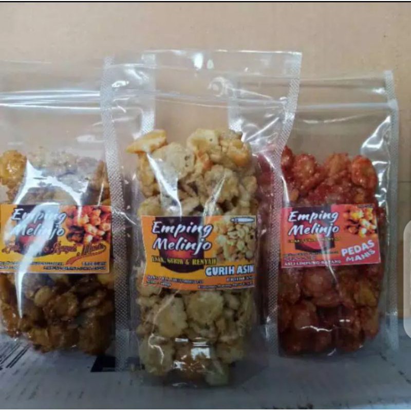 

Emping Manis Pedas Gurih Asin Mini 100gr Asli Limpung