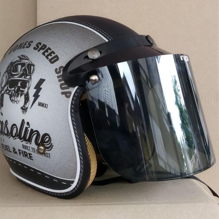 LANGSUNG KIRIM.. Helm Bogo Full Leher Motif KACA DATAR, Helm Bogo Dewasa