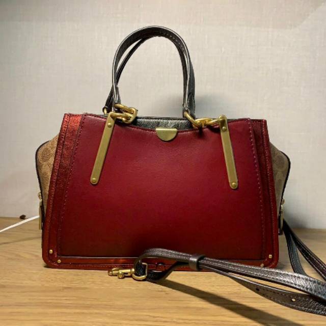 Tas Wanita Coach Dreamer 27 Metallic Colorblock Deep Red Sign Parker