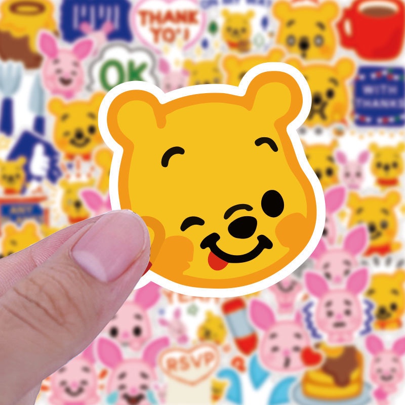 50 tidak berulang Pooh Beruang kartun lucu gadis jantung stiker air Piala bagasi bahan stiker koper