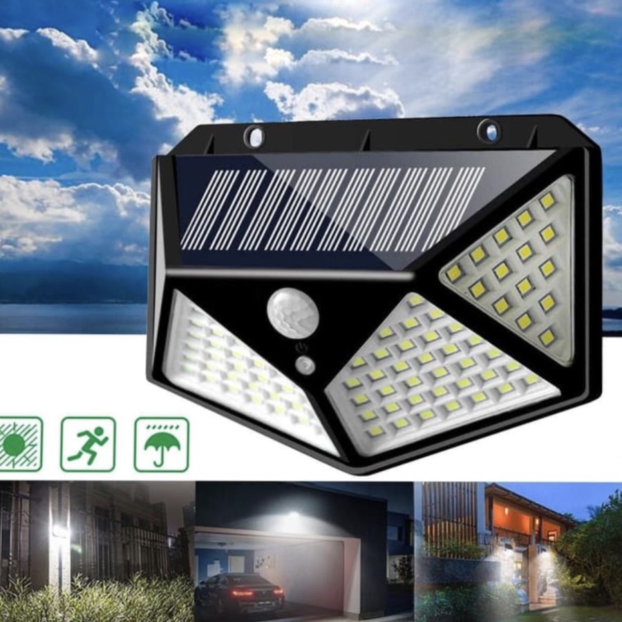 Lampu Taman Solar 100 LED Sensor Gerak &amp; IP65 Waterproof