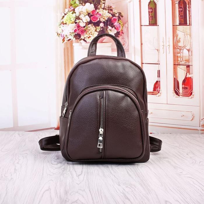 Tas Backpack Cewek Import Kuliah Kerja Jalan Brown Coklat EL190911