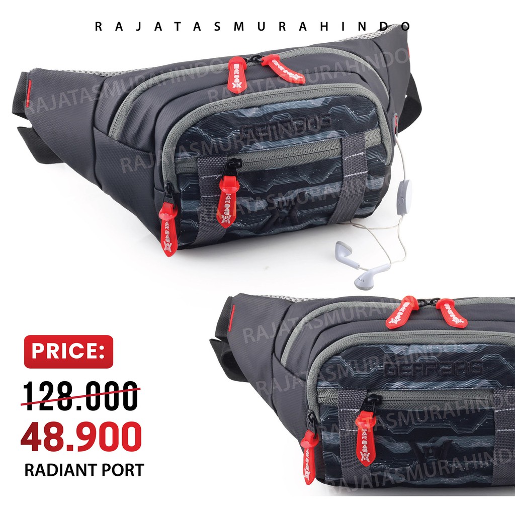 Gear Bag Radiant Port -13104 - Waistbag WITH EARPHONE HOLE BB - Tas Selempang Pria / Waist bag