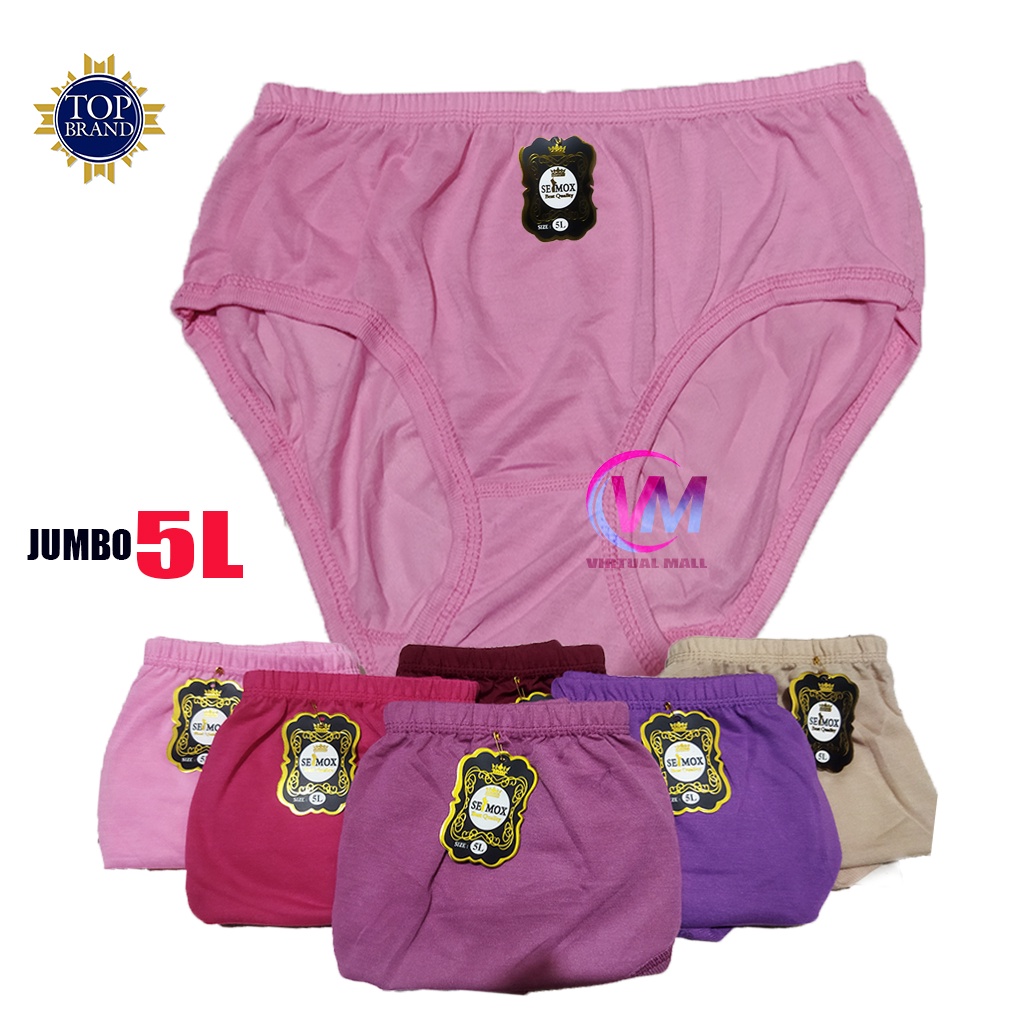 TERBARU Celana Dalam Wanita Jumbo BB 80 / MOTIF POLOS / BAHAN SOFT / Celana Dalam Jumbo 5L / Celana 