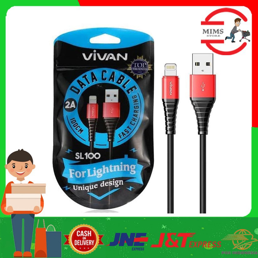 Mims - Kabel Charger / kabel Original / Kabel data vivan 100cm Iphone 5/5s/6/6+/7/7+ Fast Charging