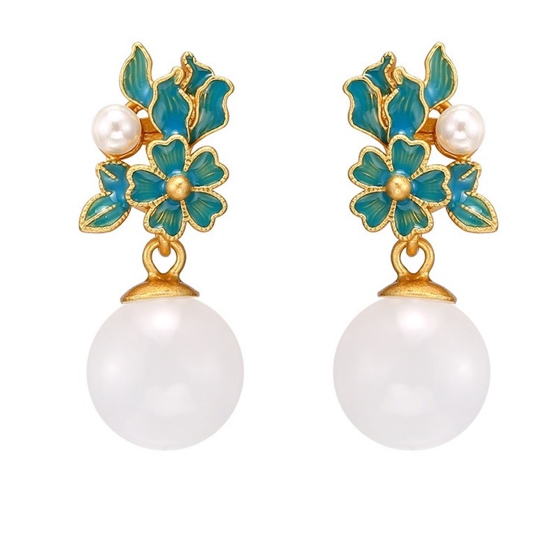 National Fashion National Style Natural Hetian Jade Ear Studs