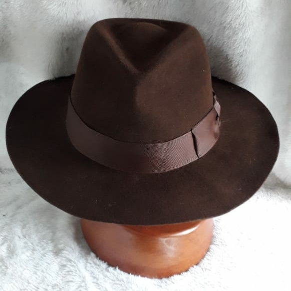 Topi laken fedora stout Indiana jones topi pria Fedora