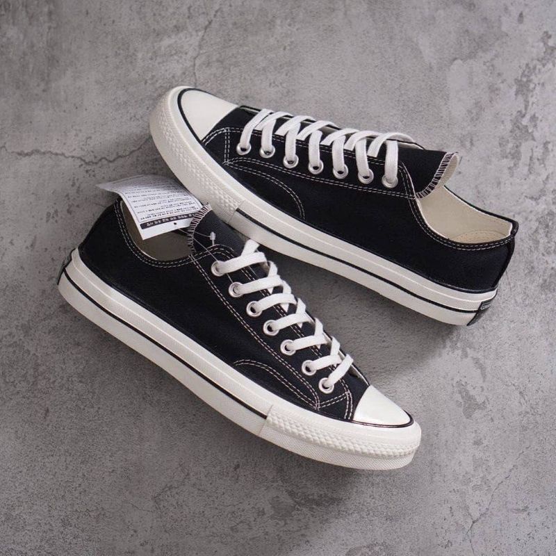 CONVERSE 70S LOW BLACK WHITE EGRET PREMIUM BNIB GRADE ORIGINAL MADE IN VIETNAM BISA COD