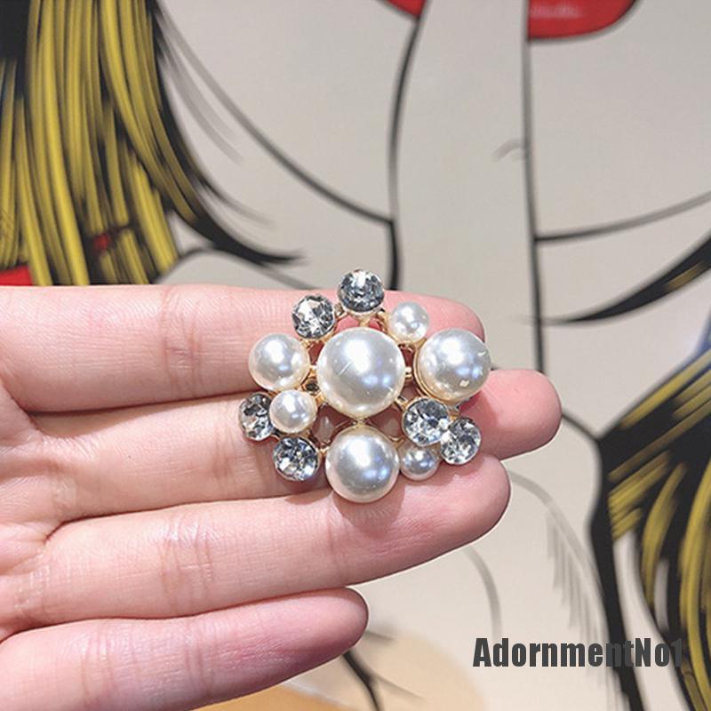 (Adornmentno1) Bros Pin Alloy Desain Bunga Hias Mutiara + Berlian Imitasi Untuk Wanita