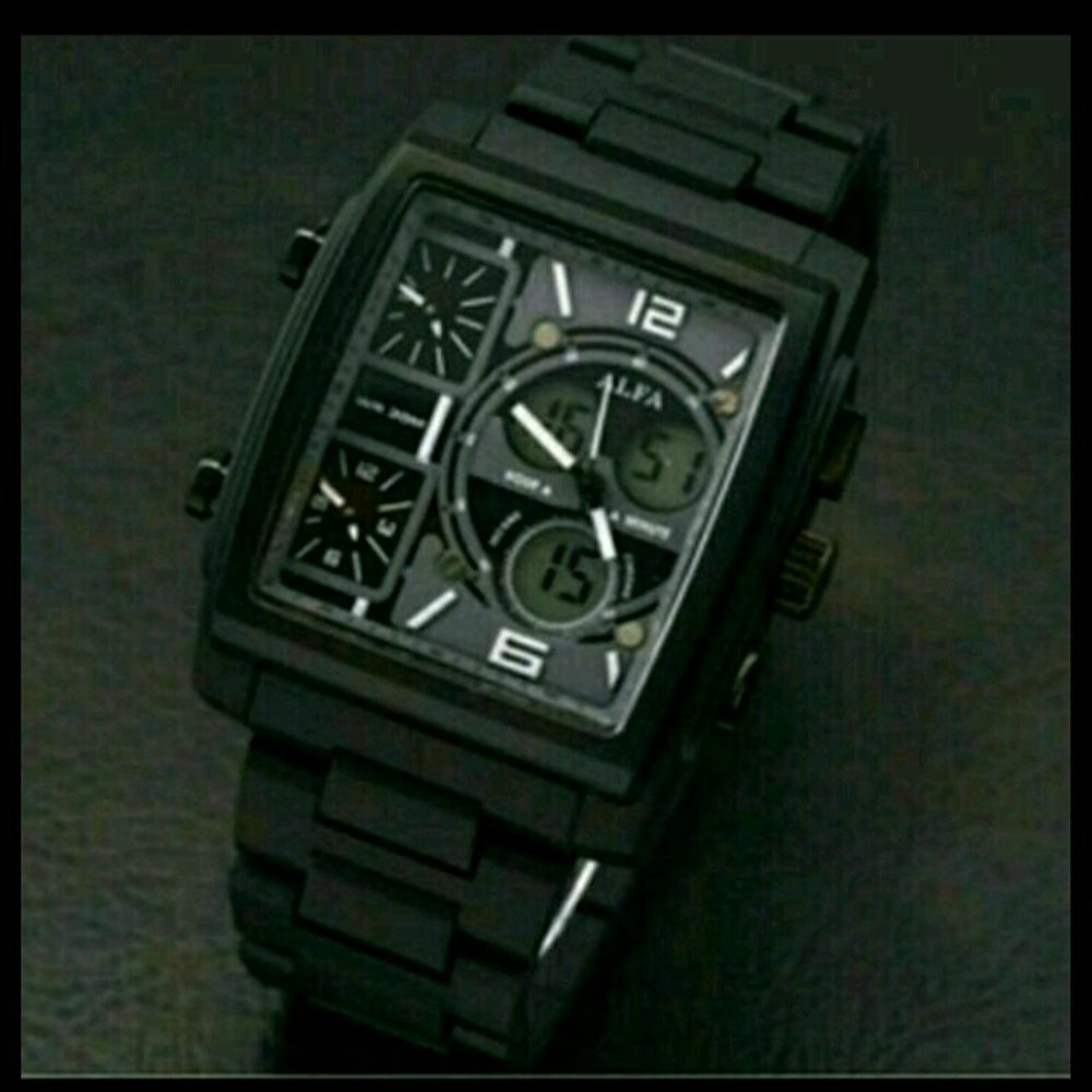 Jam Tangan Pria Alfa Original Triple Time Digital