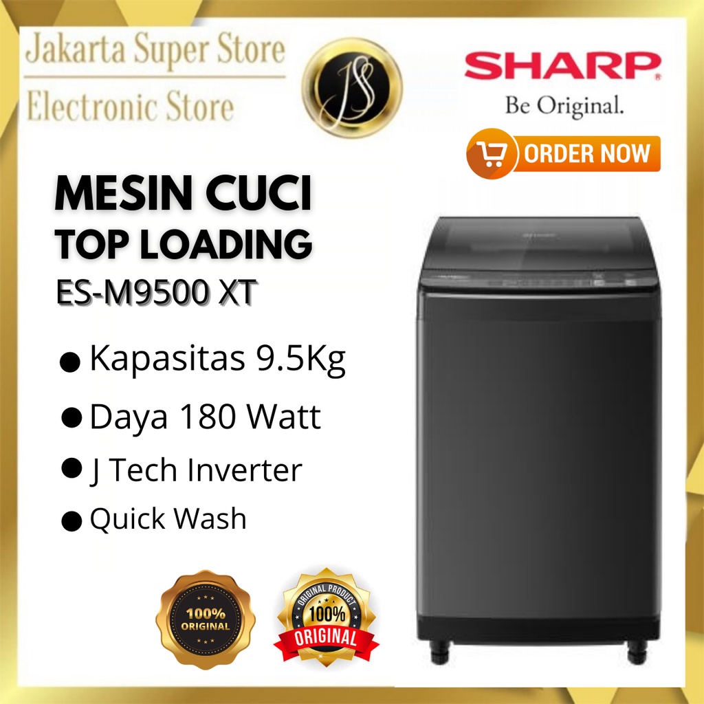 MESIN CUCI SHARP 1 TABUNG ESM 9500 XT KAPASITAS 9.5 KG