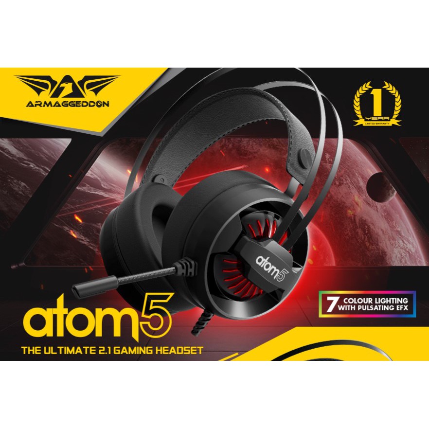Armaggeddon 2.1 Headset Gaming Atom 5 [ 7 Colour Lightning ][ Cocok untuk HP/PC ] 1 Year Warranty-3