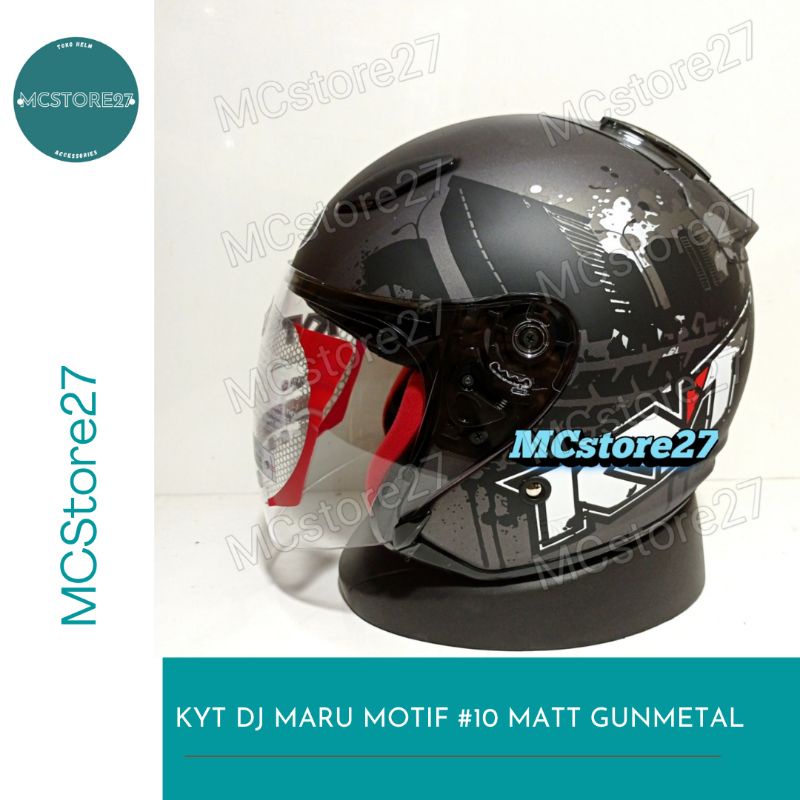 HELM HALF FACE KYT DJ MARU MOTIF #10 BLACK MATT/GUNMETAL