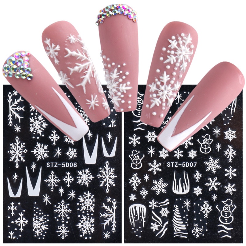 [ 1Pc 5D Winter Snowflower Nails Sticker  Art Decorations Nail Makeup Tools for Girls ]